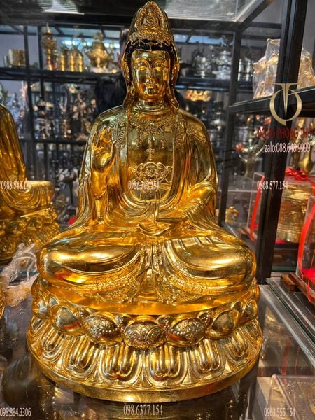 Tượng tây phương tam thánh dát vàng 50cm nặng 54kg