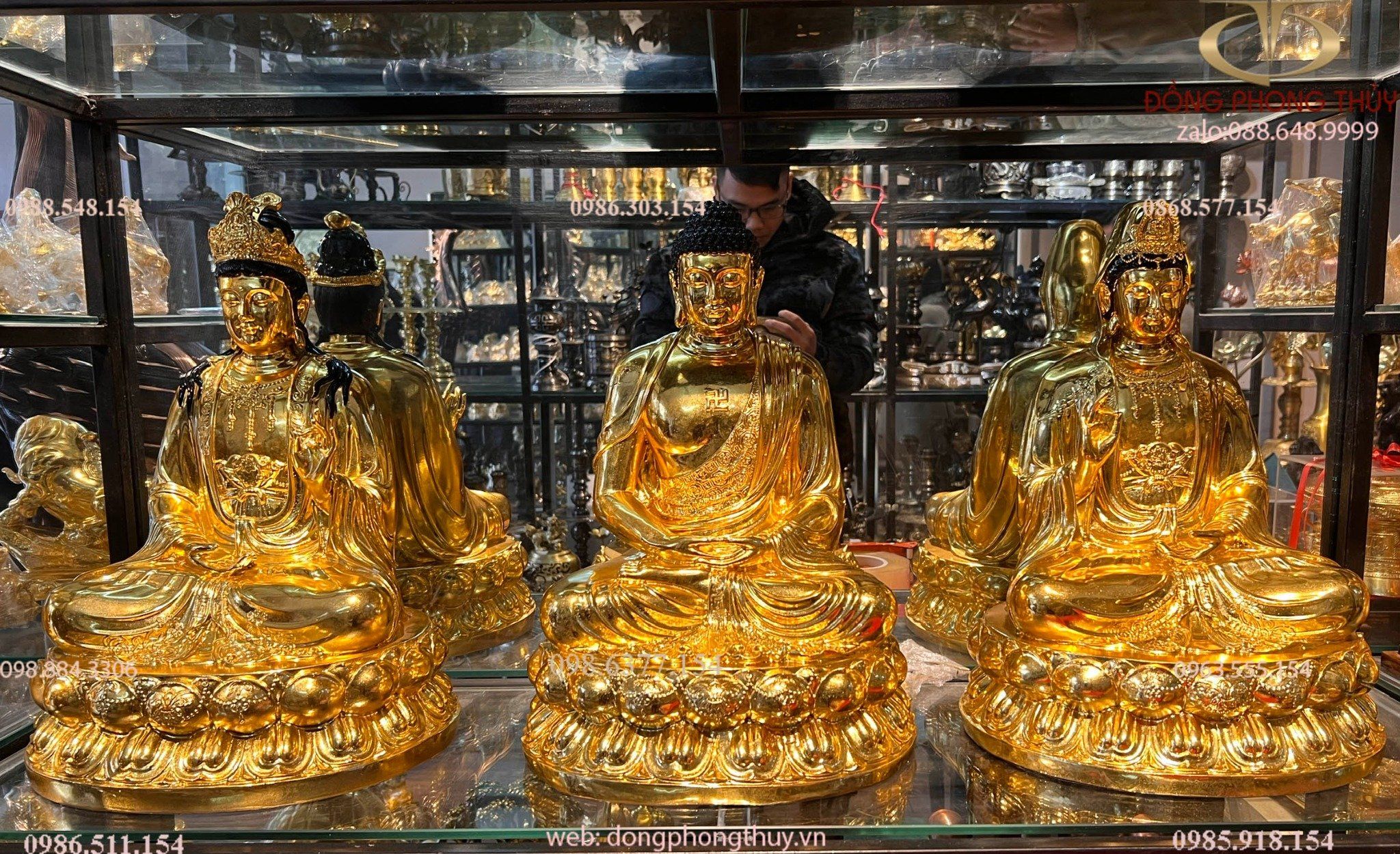 Tượng tam thánh Phật dát vàng