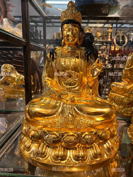 Tượng tây phương tam thánh dát vàng 50cm nặng 54kg