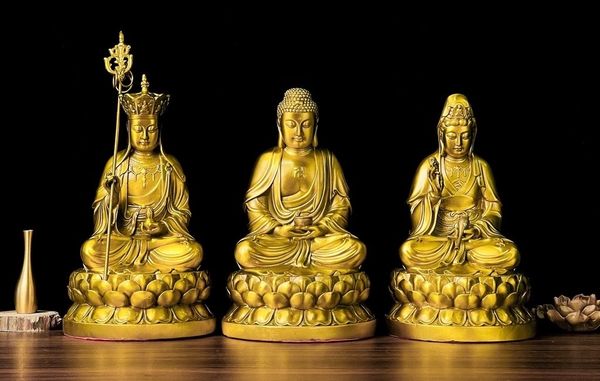 Tượng Tam Thánh Cao 17cm, ngang 11cm, rộng 11cm, nặng 2.5kg/bộ