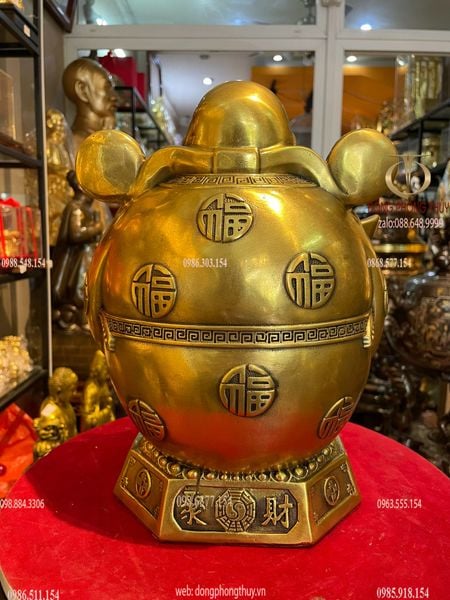 Tượng thần tài bụng bự bằng đồng cao 30 ngang 22 nặng 5kg