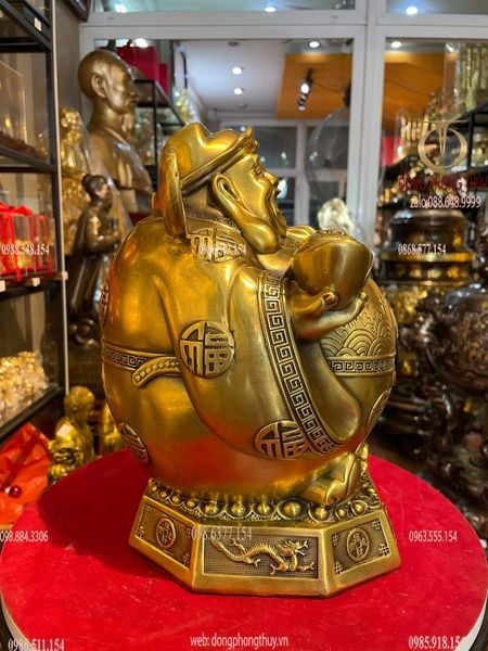 Tượng thần tài bụng bự bằng đồng cao 30 ngang 22 nặng 5kg