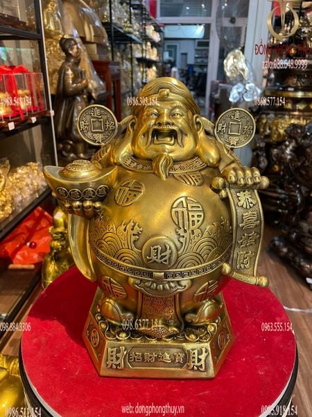 Tượng thần tài bụng bự bằng đồng cao 30 ngang 22 nặng 5kg