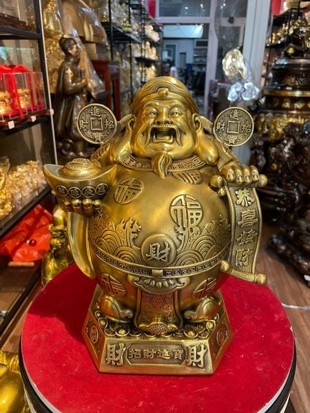 Tượng thần tài bụng bự bằng đồng cao 30 ngang 22 nặng 5kg