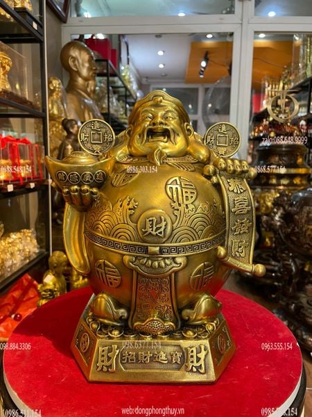Tượng thần tài bụng bự bằng đồng cao 30 ngang 22 nặng 5kg