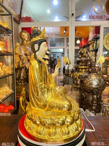 Thế chí bồ tát bằng đồng cao 50cm dát vàng vẽ diện màu cao cấp