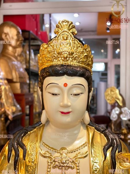 Thế chí bồ tát bằng đồng cao 50cm dát vàng vẽ diện màu cao cấp