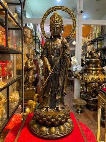 Tượng Đại Thế Chí hào quang Cao đến đầu 40, đến lá đề 45, sâu 17 nặng 5kg