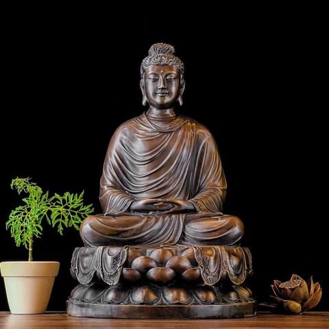 Tượng phật Thích Ca 40cm 12,7kg bằng đồng xi nâu