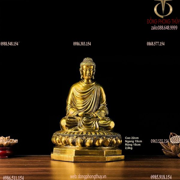 Tượng phật thích ca bằng đồng 22cm 1,9kg