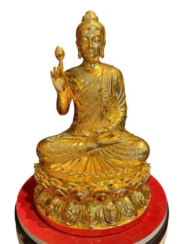 Tượng bổn sư Thích ca liên hoa cao 40 nặng 11 kg dát vàng 24k