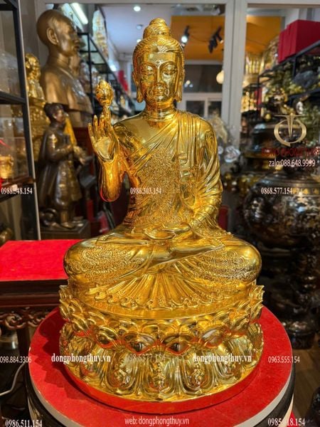Tượng bổn sư Thích ca liên hoa cao 40 nặng 11 kg dát vàng 24k
