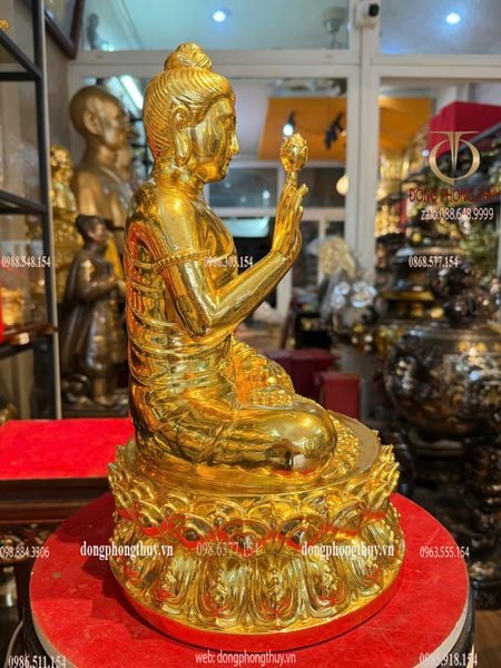 Tượng bổn sư Thích ca liên hoa cao 40 nặng 11 kg dát vàng 24k