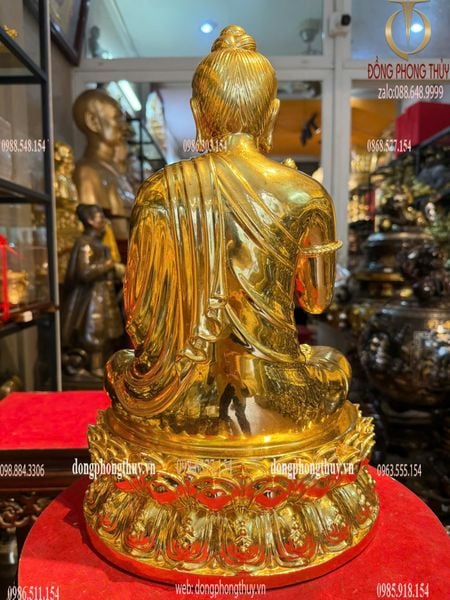 Tượng bổn sư Thích ca liên hoa cao 40 nặng 11 kg dát vàng 24k