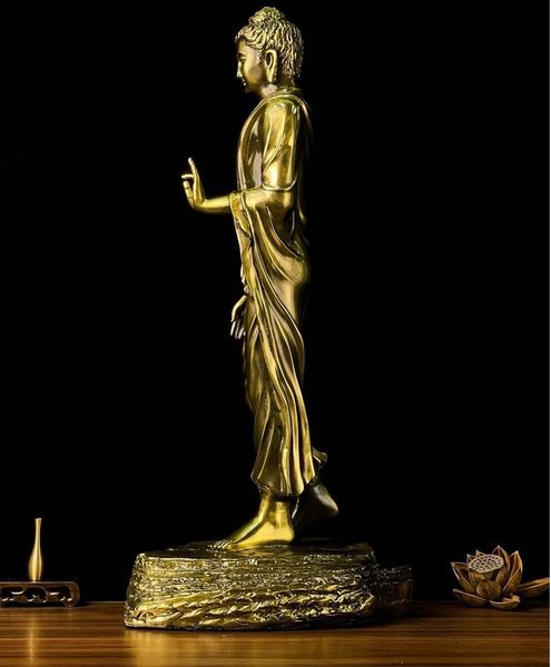 Tượng phật Thích Ca đứng 60cm bằng đồng thau.