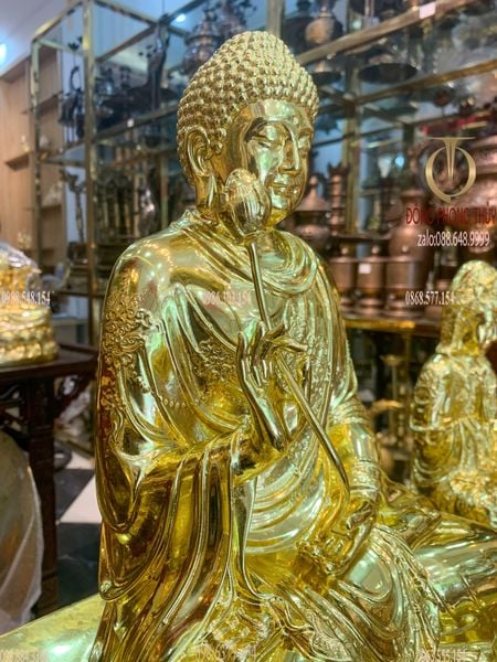 Tượng phật Thích Ca áo hoa 40cm dát vàng