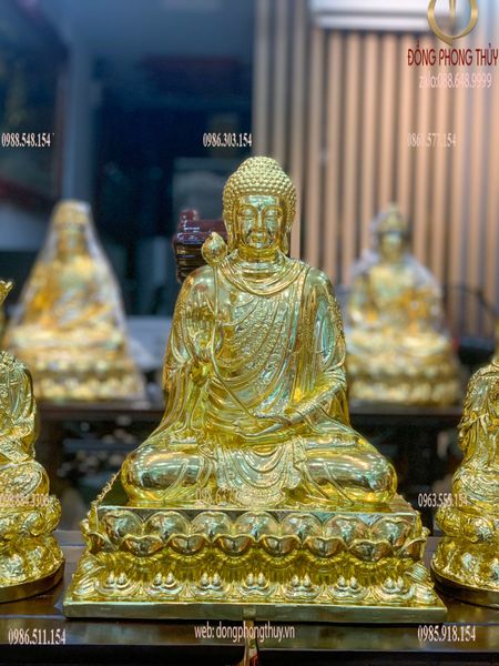 Tượng phật Thích Ca áo hoa 40cm dát vàng