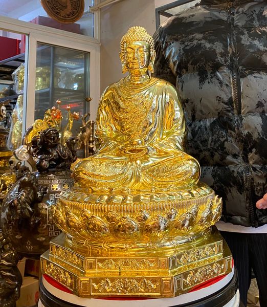 Tượng phật Thích Ca bằng đồng dát vàng Cao 47 nặng 18kg