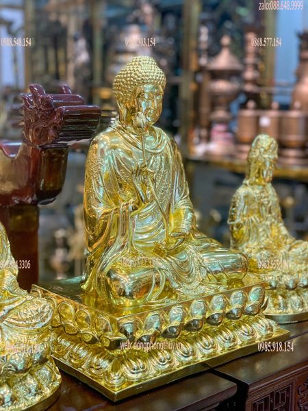 Tượng phật Thích Ca áo hoa 40cm dát vàng