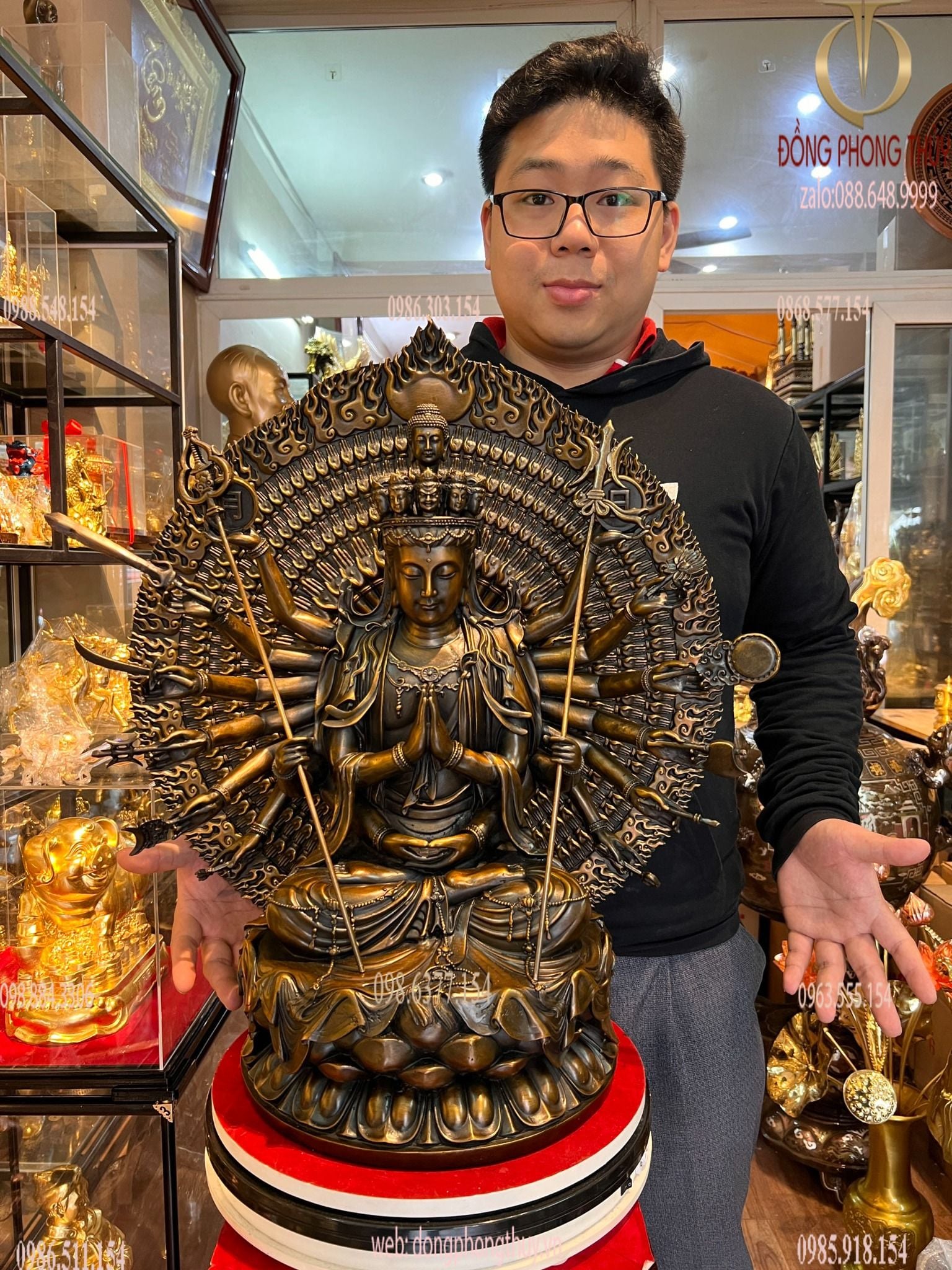 Tượng thiên thủ thiên nhãn bằng đồng 60cm