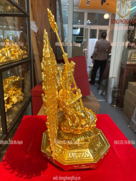 Tượng thiên thủ thiên nhãn bằng đồng dát vàng 24k 26cm