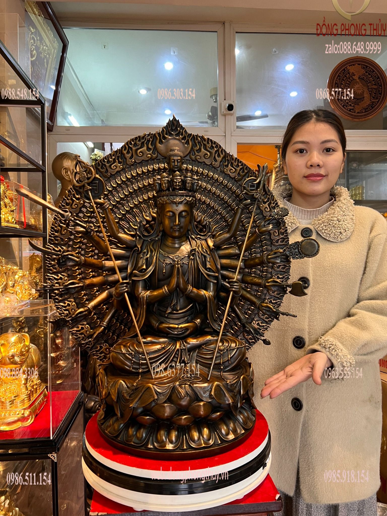 Tượng thiên thủ thiên nhãn bằng đồng 60cm