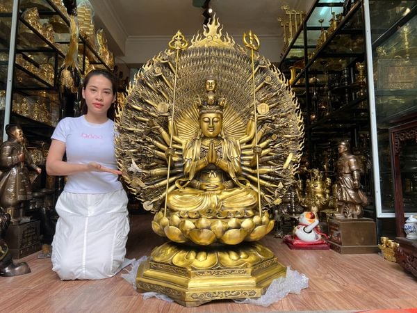 Tượng thiên thủ thiên nhãn 1m3 bằng đồng vàng