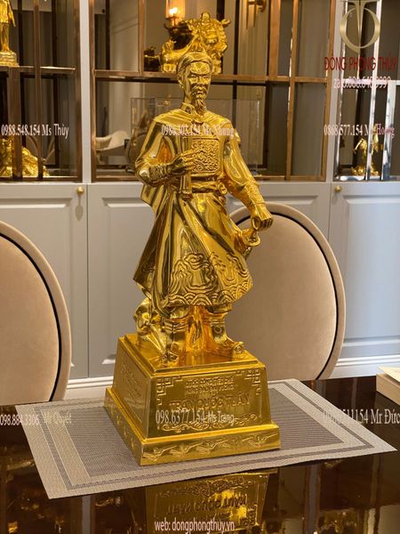tượng trần hưng đạo - trần quốc tuấn cao 50cm dát vàng 24k