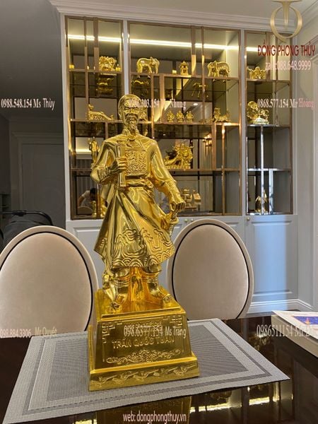 Tượng trần hưng đạo - trần quốc tuấn cao 50cm dát vàng 24k