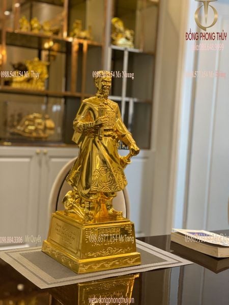 tượng trần hưng đạo - trần quốc tuấn cao 50cm dát vàng 24k