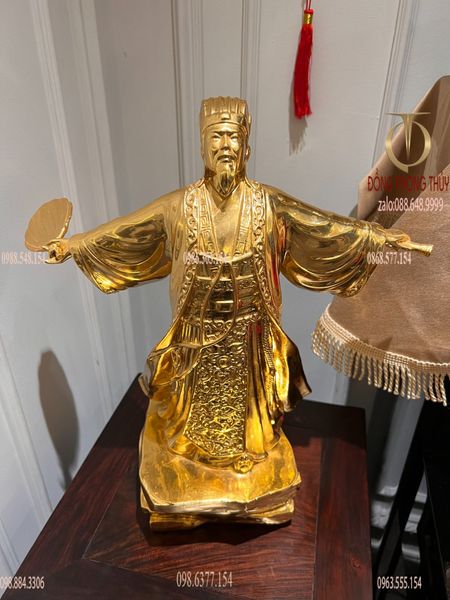 Tượng Khổng Minh Gia Cát Lượng dát vàng 24k