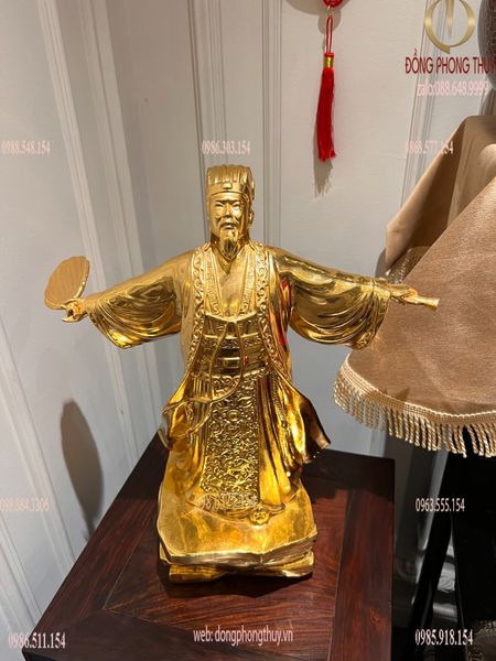 Tượng Khổng Minh Gia Cát Lượng dát vàng 24k