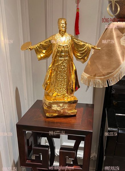 Tượng Khổng Minh Gia Cát Lượng dát vàng 24k