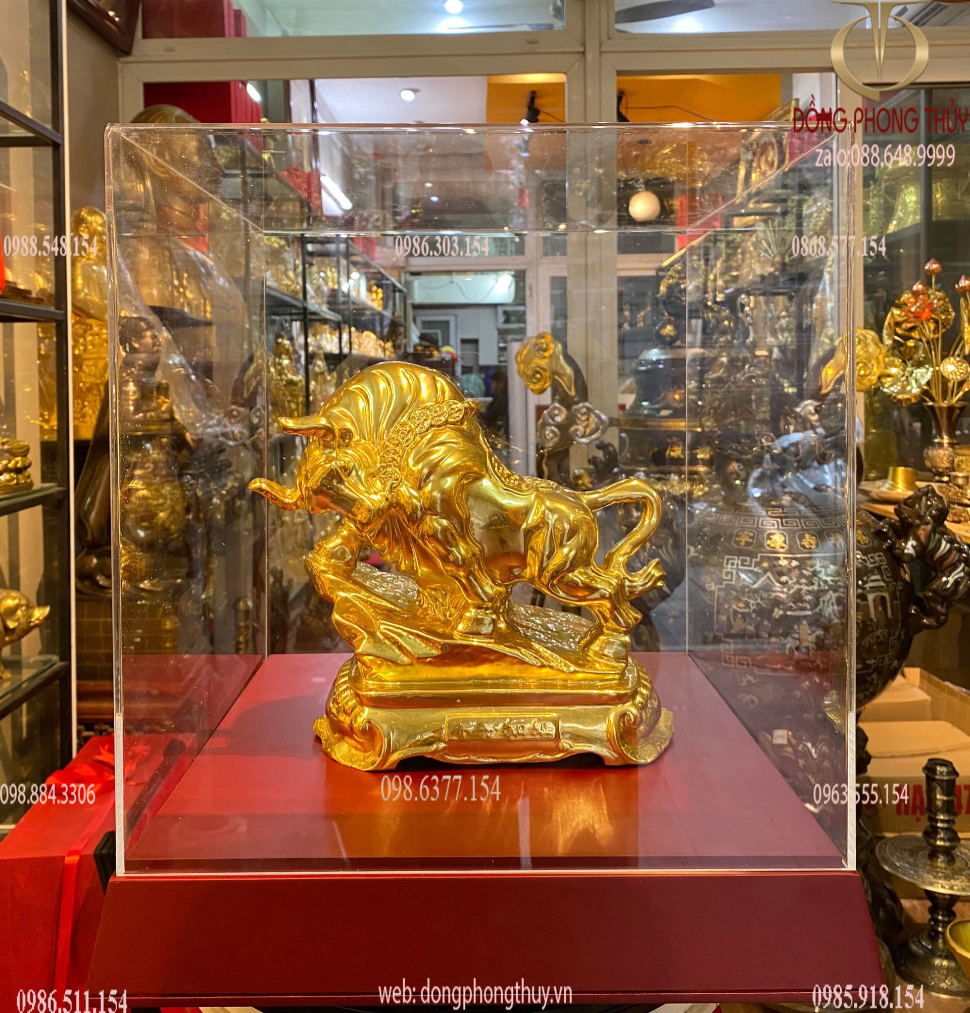 Tượng Trâu phong thủy mạ vàng 24k