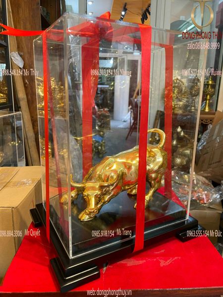 Quà tặng vàng: Tượng trâu mạ vàng 24k bằng đồng