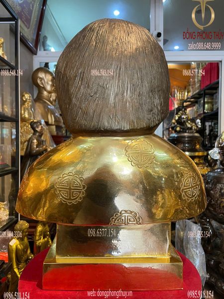 Đúc tượng chân dung bằng đồng đỏ dát vàng 24k 48cm