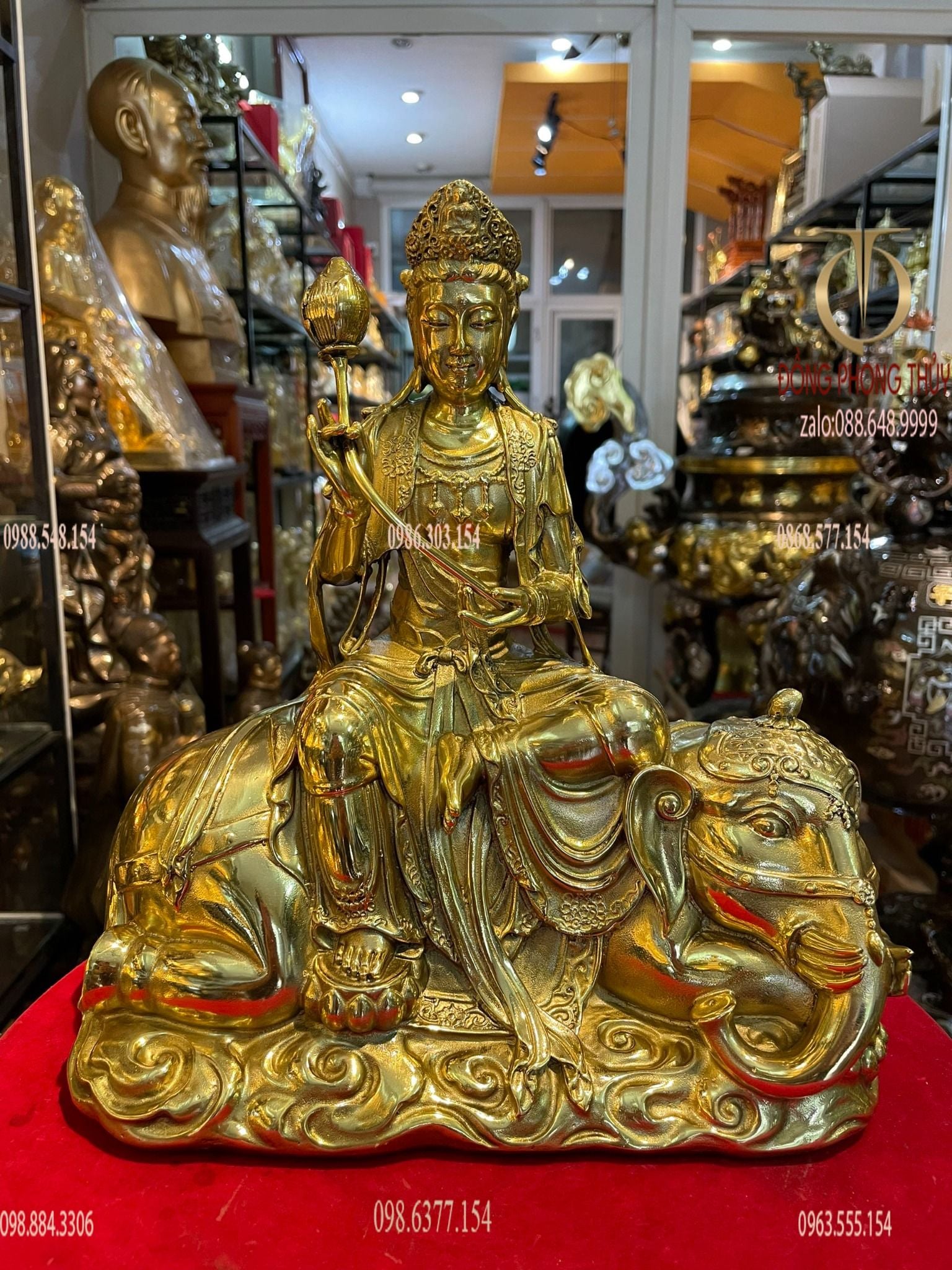 Tượng văn thù phổ hiền bồ tát bằng đồng cát tút