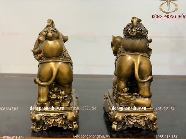 Cặp voi đồng phong thủy cao 40 nặng 19kg