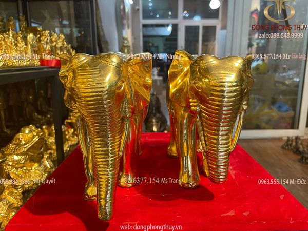 Đôi voi bằng đồng dát vàng 24k