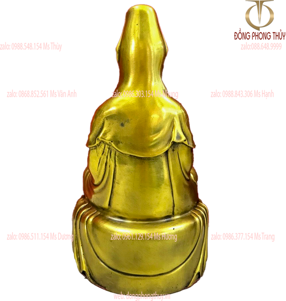 Tượng phật quan âm ngồi tự tại tọa đài sen cao 28,5 ngang 16,5 nặng 2,2kg