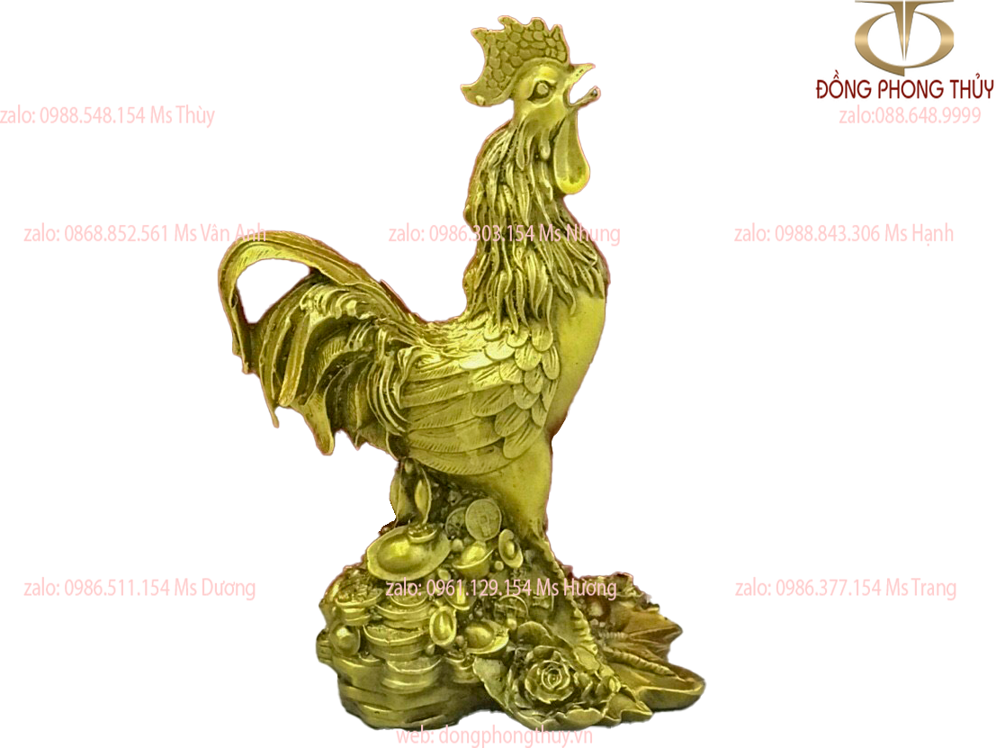 Tượng gà hoa hồng bằng đồng cao 21cm dài 12 ngang 9cm nặng 1kg