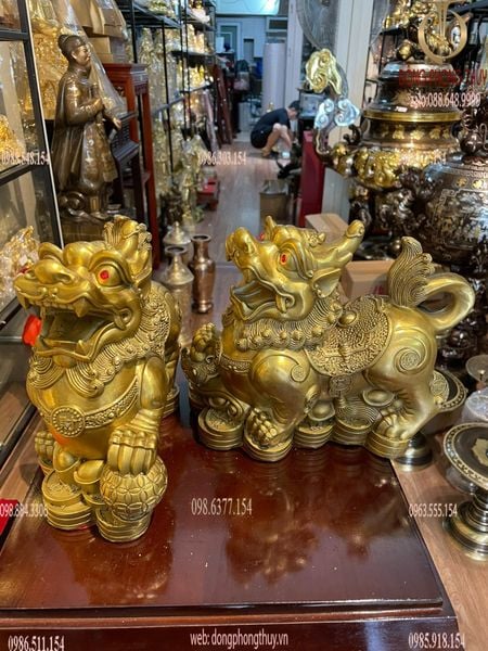 Đôi tỳ hưu bằng đồng cao 20cm