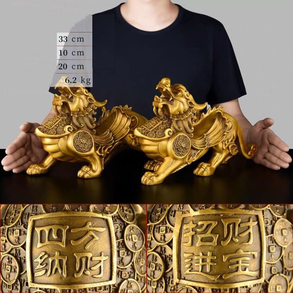 Tỳ hưu phong thuỷ bằng đồng 20,5*32*6kg/đôi