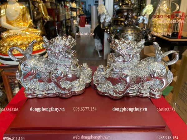 Tỳ hưu phong thủy dát bạc cao 11.5cm ngang 14cm