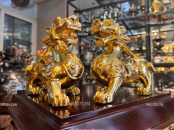 Đôi Tỳ hưu bằng đồng dát vàng 24k