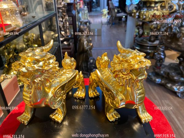 Tỳ hưu bằng đồng dát vàng 24k