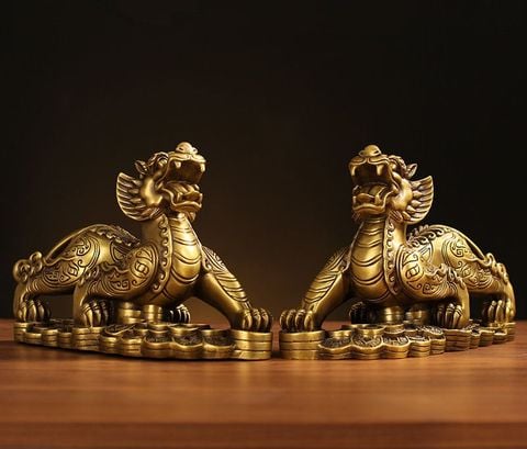 Tỳ hưu phong thuỷ bằng đồng đế tiền sắc nét