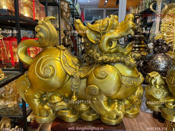 Đôi tỳ hưu đực cái bằng đồng cỡ đại