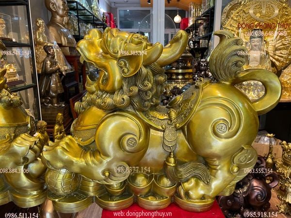 Đôi tỳ hưu đực cái bằng đồng cỡ đại