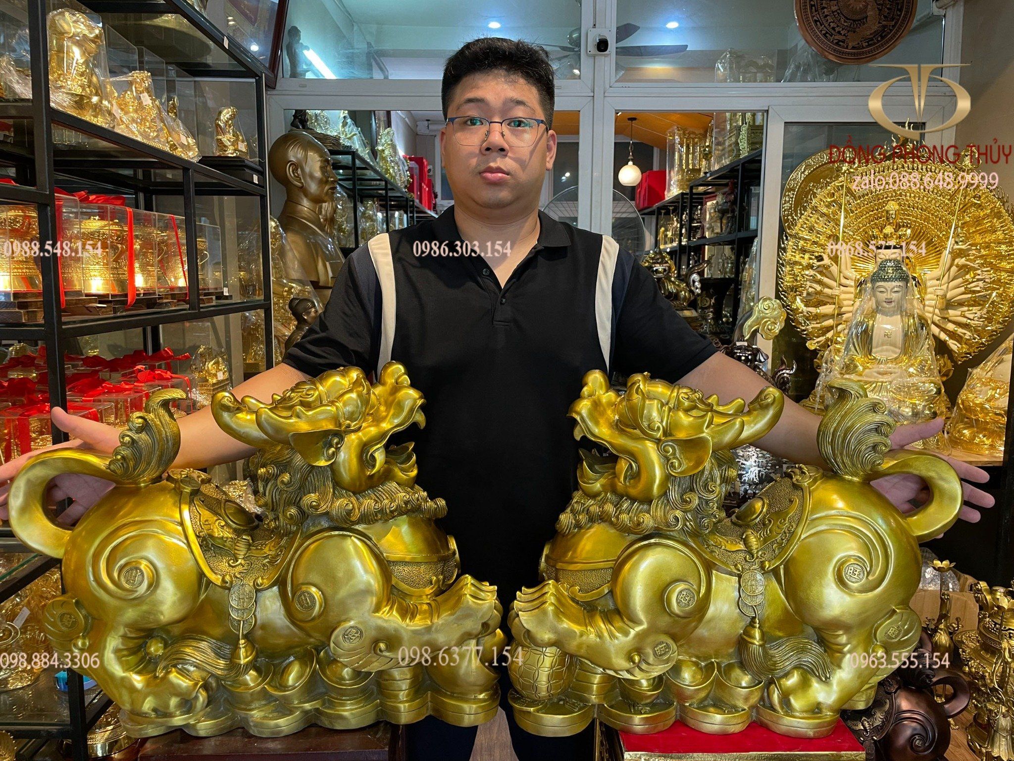 Đôi tỳ hưu đực cái bằng đồng cỡ đại
